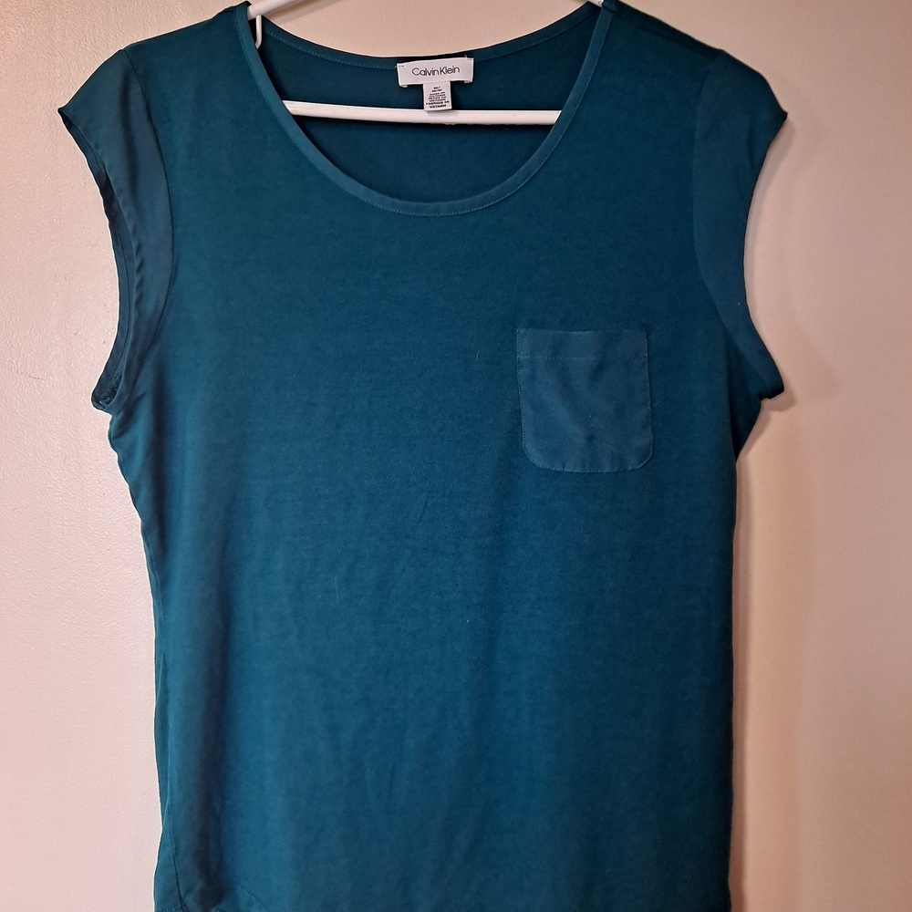 Calvin Klein Deep Teal Short Sleeve Top
